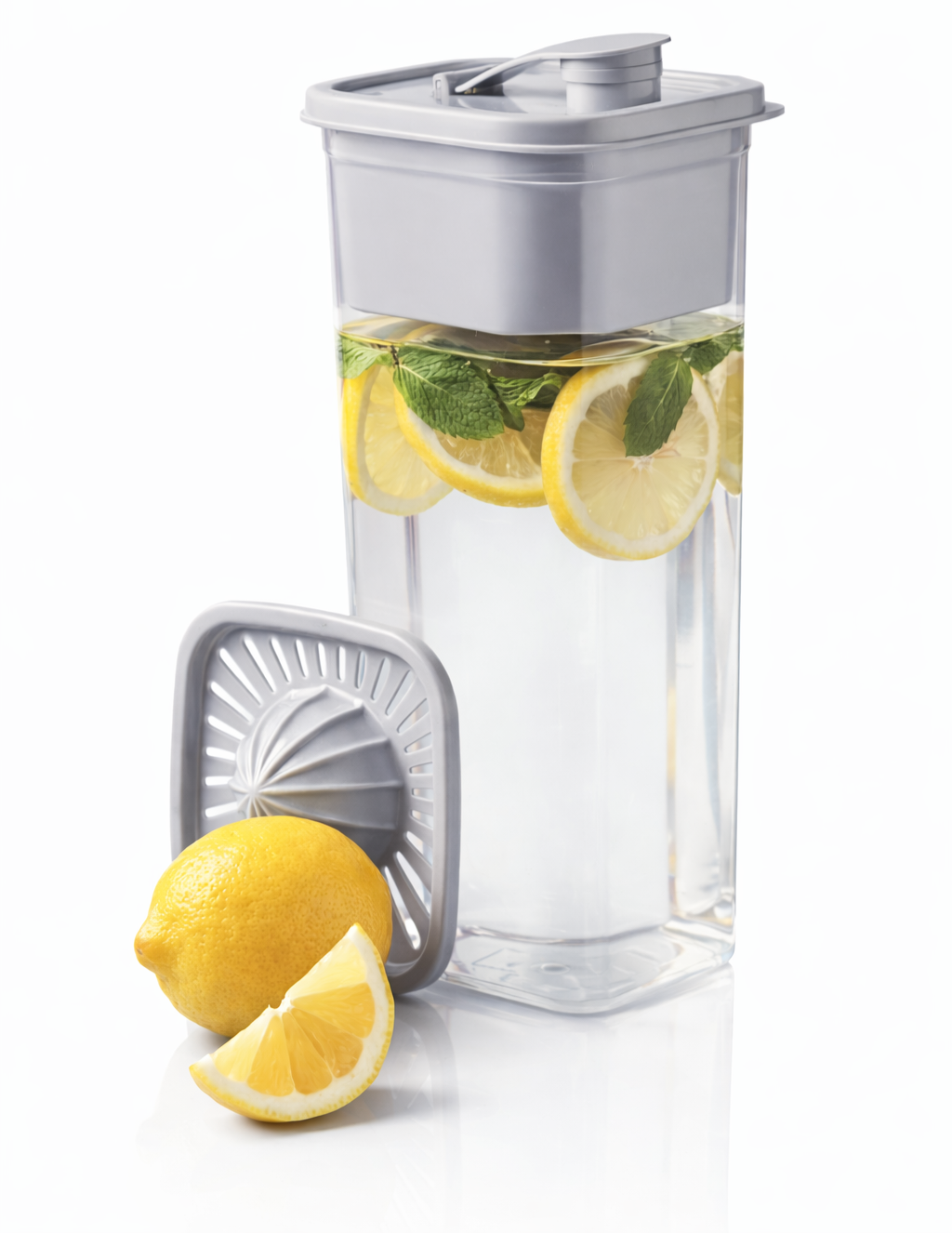 Fizu Home Infuser Pitcher with Citrus Juicer, BPA Free Fruit Water Pitcher, Leakproof Lid, Refrigerator Safe
