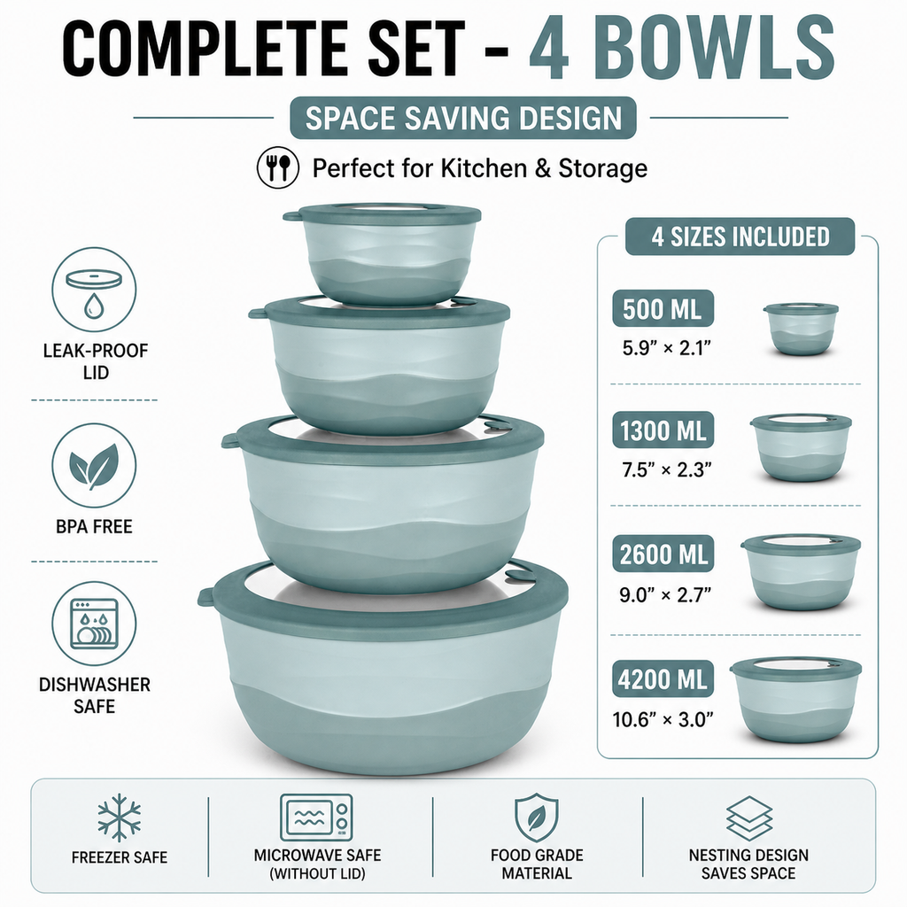 Fizu Home Pera Mixing Bowls with Lids Set